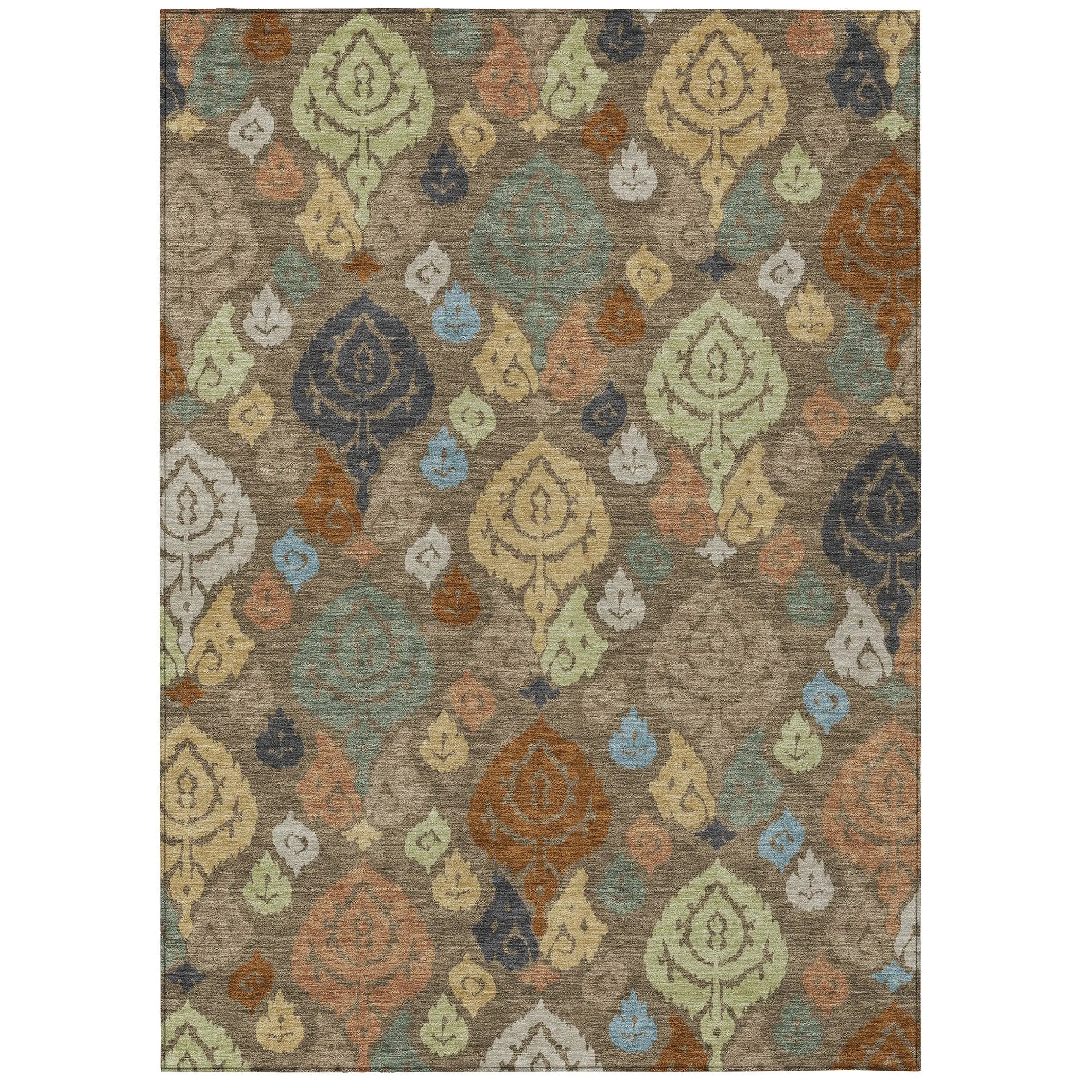 5' X 8' Chocolate And Charcoal Damask Washable Indoor Outdoor Area Rug Homeroots Outdoor