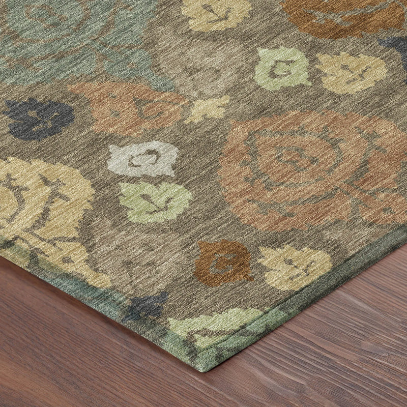 5' X 8' Chocolate And Charcoal Damask Washable Indoor Outdoor Area Rug Homeroots Outdoor