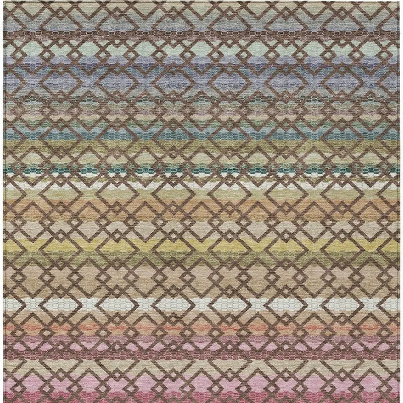 5' X 8' Chocolate And Gold Striped Washable Indoor Outdoor Area Rug Homeroots Outdoor