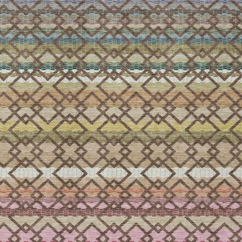5' X 8' Chocolate And Gold Striped Washable Indoor Outdoor Area Rug Homeroots Outdoor