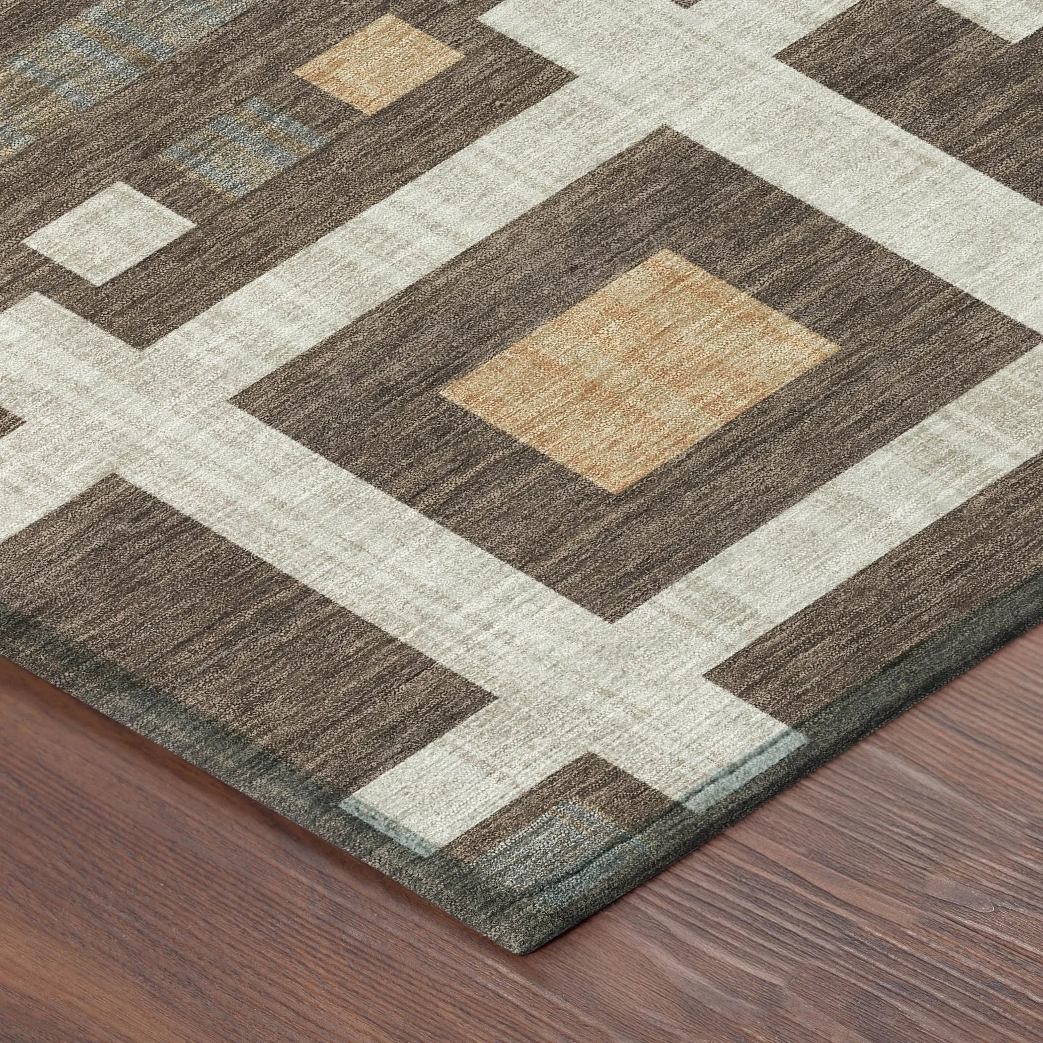 5' X 8' Chocolate And Graphite Geometric Washable Indoor Outdoor Area Rug Homeroots Outdoor