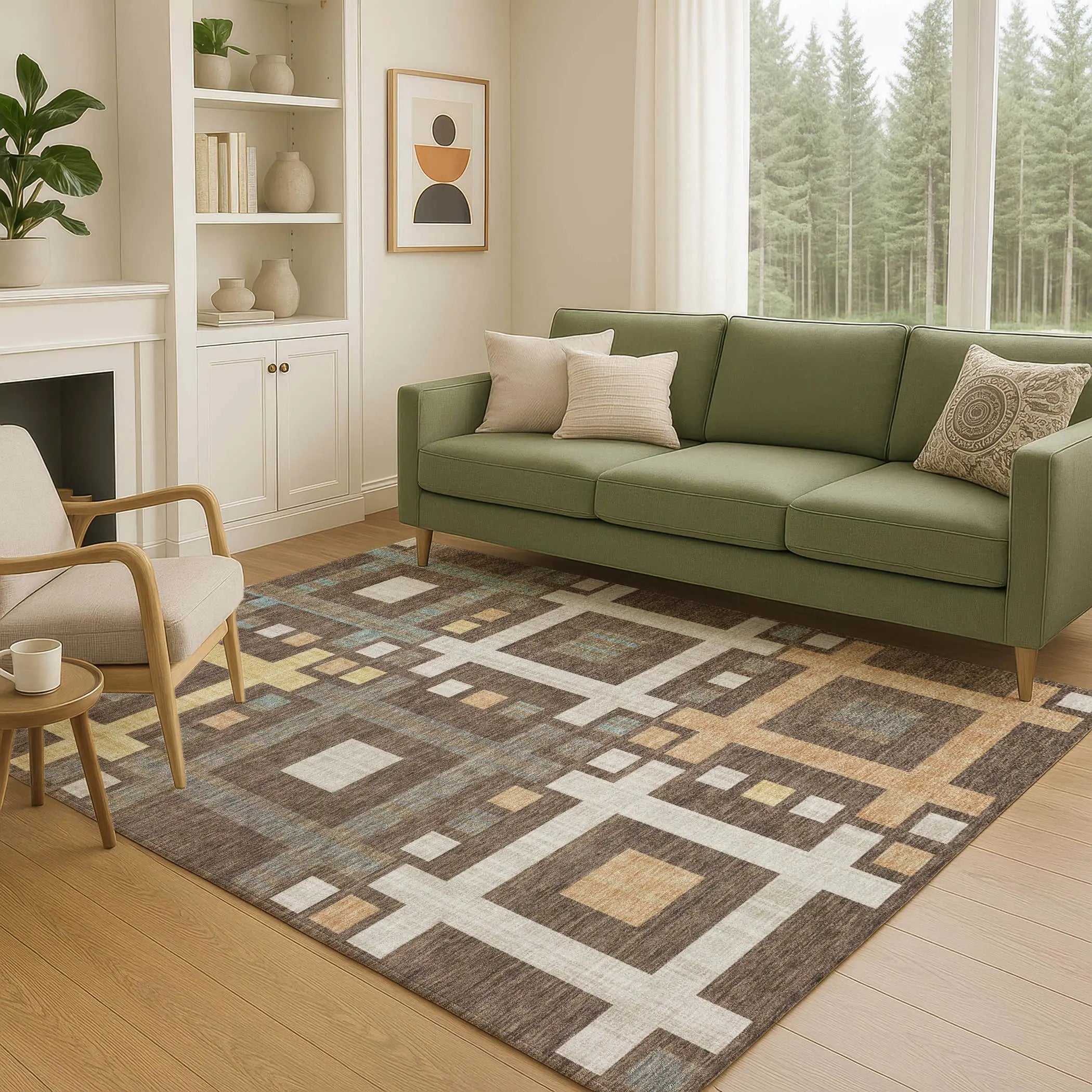 5' X 8' Chocolate And Graphite Geometric Washable Indoor Outdoor Area Rug Homeroots Outdoor