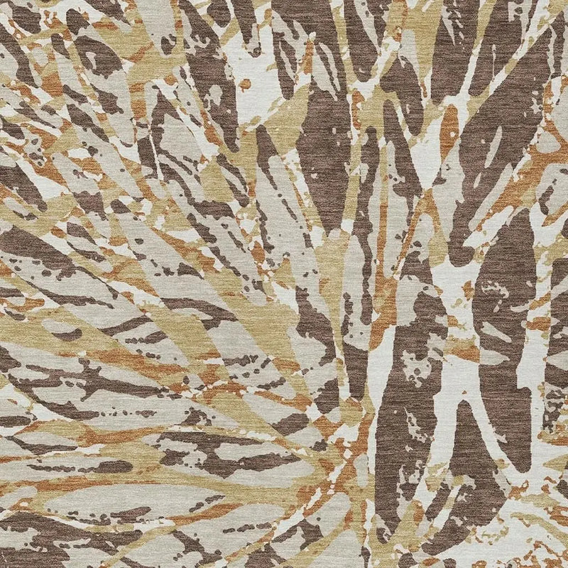 5' X 8' Chocolate And Ivory Abstract Washable Indoor Outdoor Area Rug Homeroots Outdoor