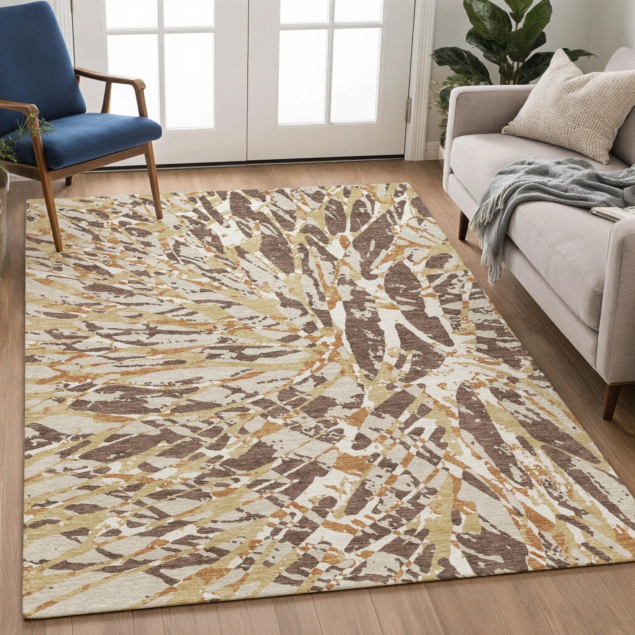 5' X 8' Chocolate And Ivory Abstract Washable Indoor Outdoor Area Rug Homeroots Outdoor