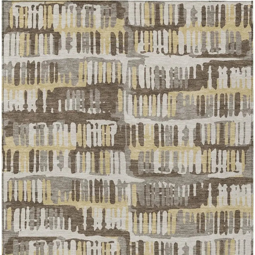5' X 8' Chocolate And Ivory Abstract Washable Indoor Outdoor Area Rug Homeroots Outdoor