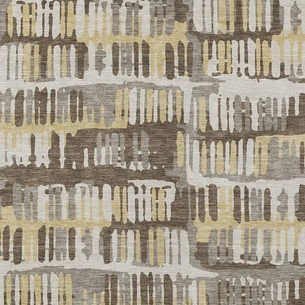 5' X 8' Chocolate And Ivory Abstract Washable Indoor Outdoor Area Rug Homeroots Outdoor