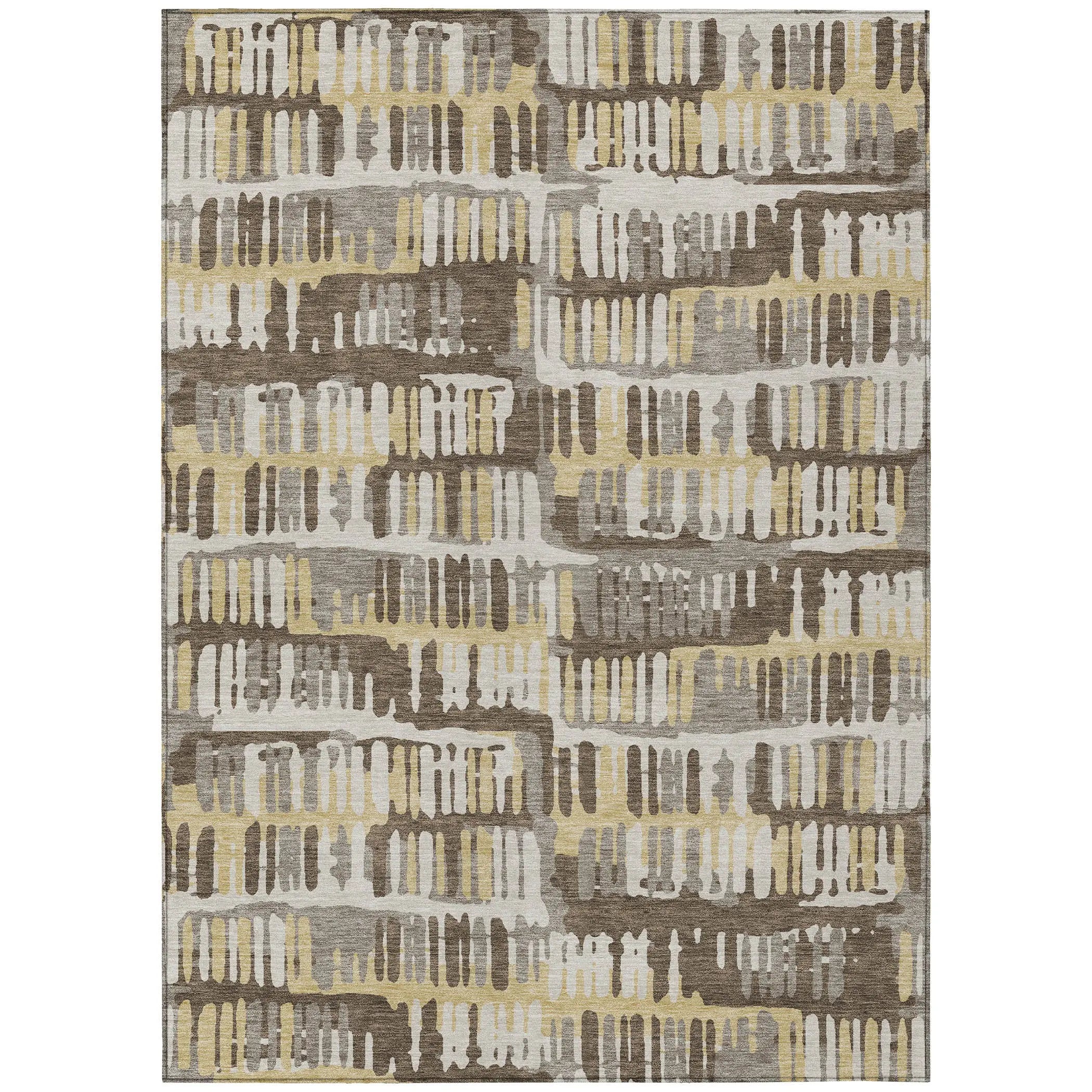 5' X 8' Chocolate And Ivory Abstract Washable Indoor Outdoor Area Rug Homeroots Outdoor