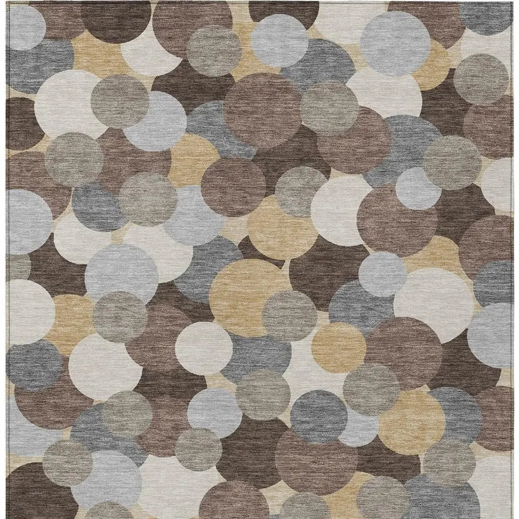 5' X 8' Chocolate And Ivory Geometric Washable Indoor Outdoor Area Rug Homeroots Outdoor