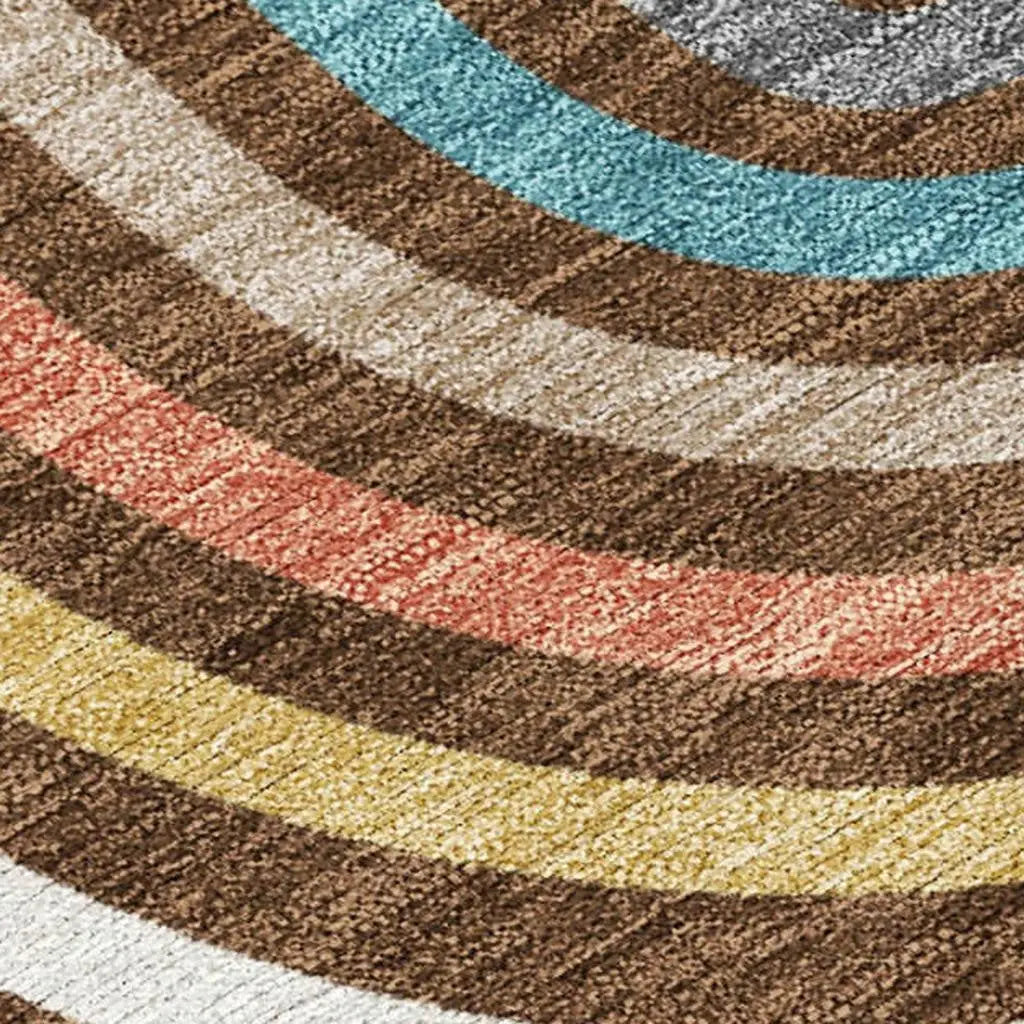 5' X 8' Chocolate And Ivory Geometric Washable Indoor Outdoor Area Rug Homeroots Outdoor