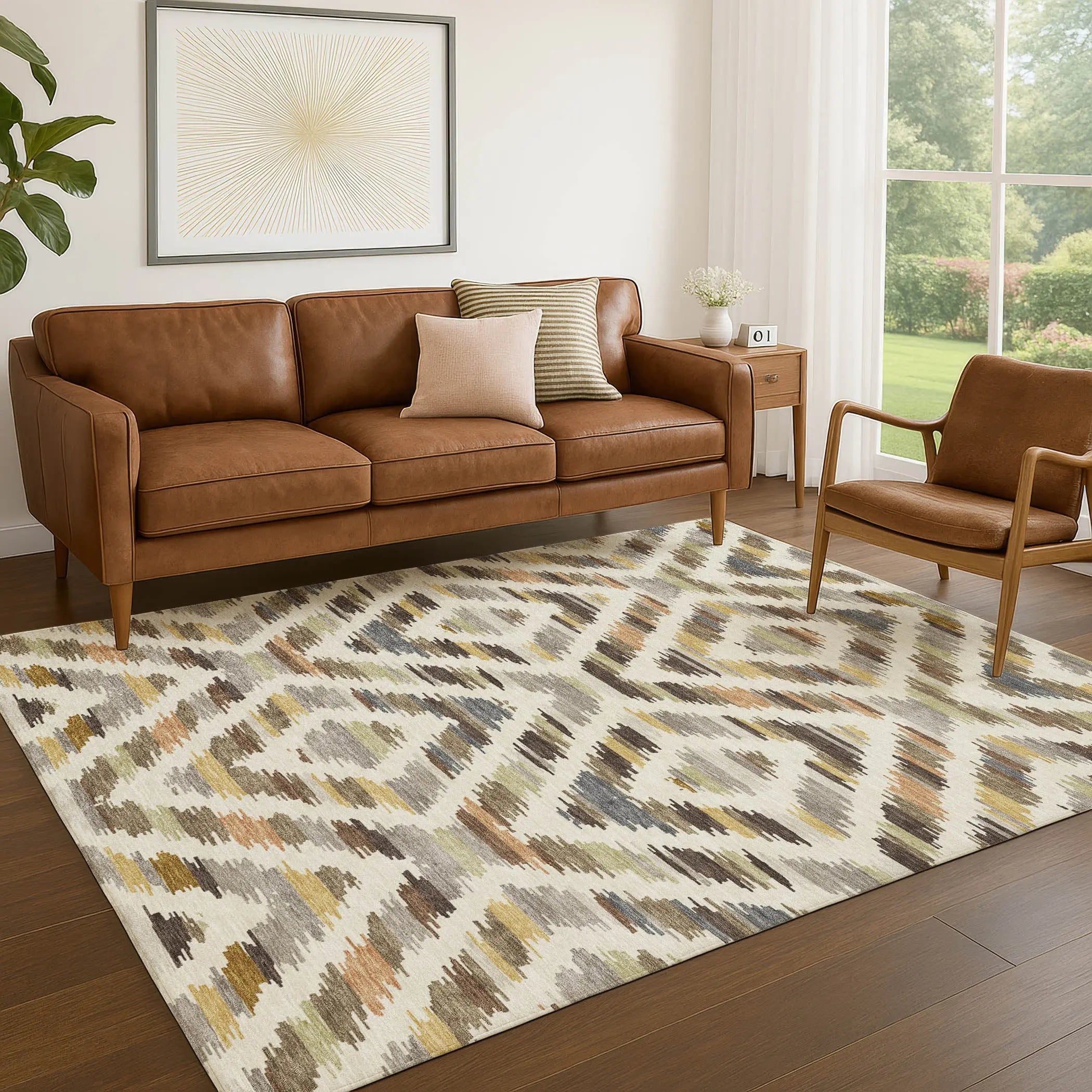 5' X 8' Chocolate And Ivory Tribal Washable Indoor Outdoor Area Rug Homeroots Outdoor
