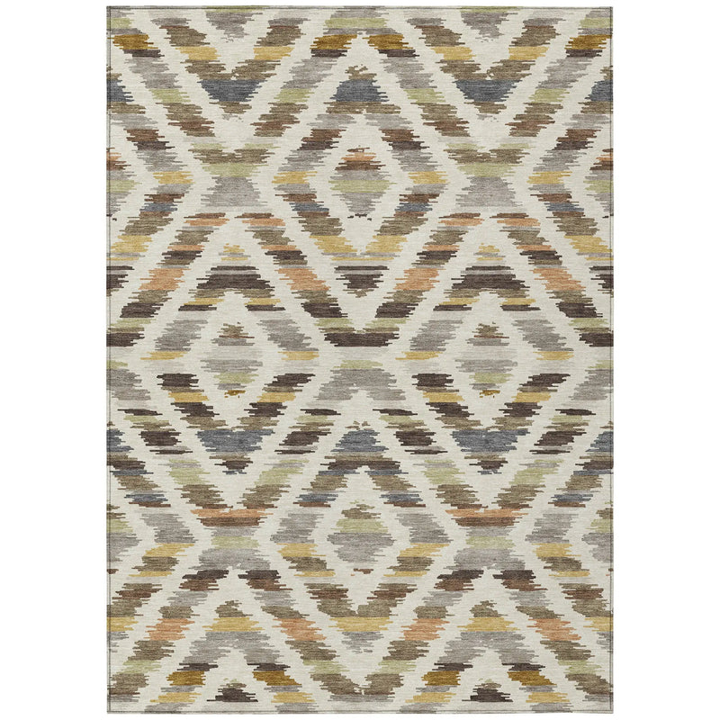 5' X 8' Chocolate And Ivory Tribal Washable Indoor Outdoor Area Rug Homeroots Outdoor