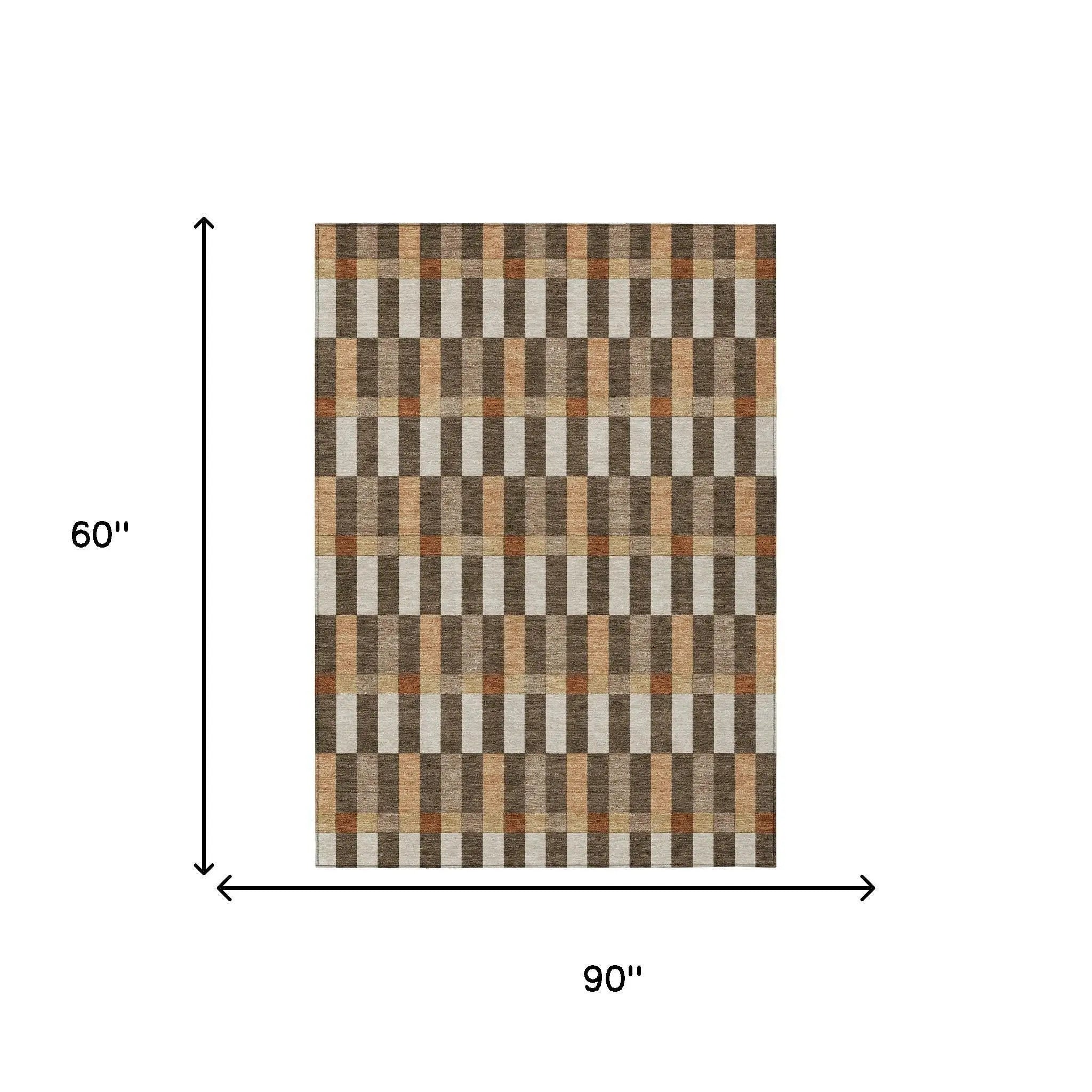 5' X 8' Chocolate And Khaki Geometric Washable Indoor Outdoor Area Rug Homeroots Outdoor