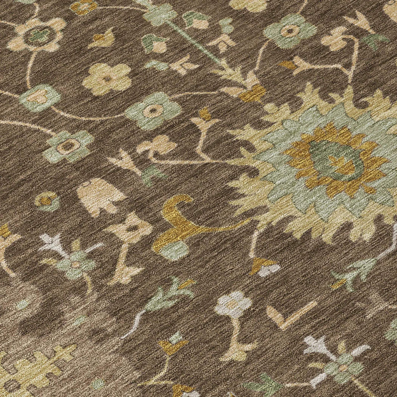 5' X 8' Chocolate And Olive Green Faux Bois Washable Indoor Outdoor Area Rug Homeroots Outdoor