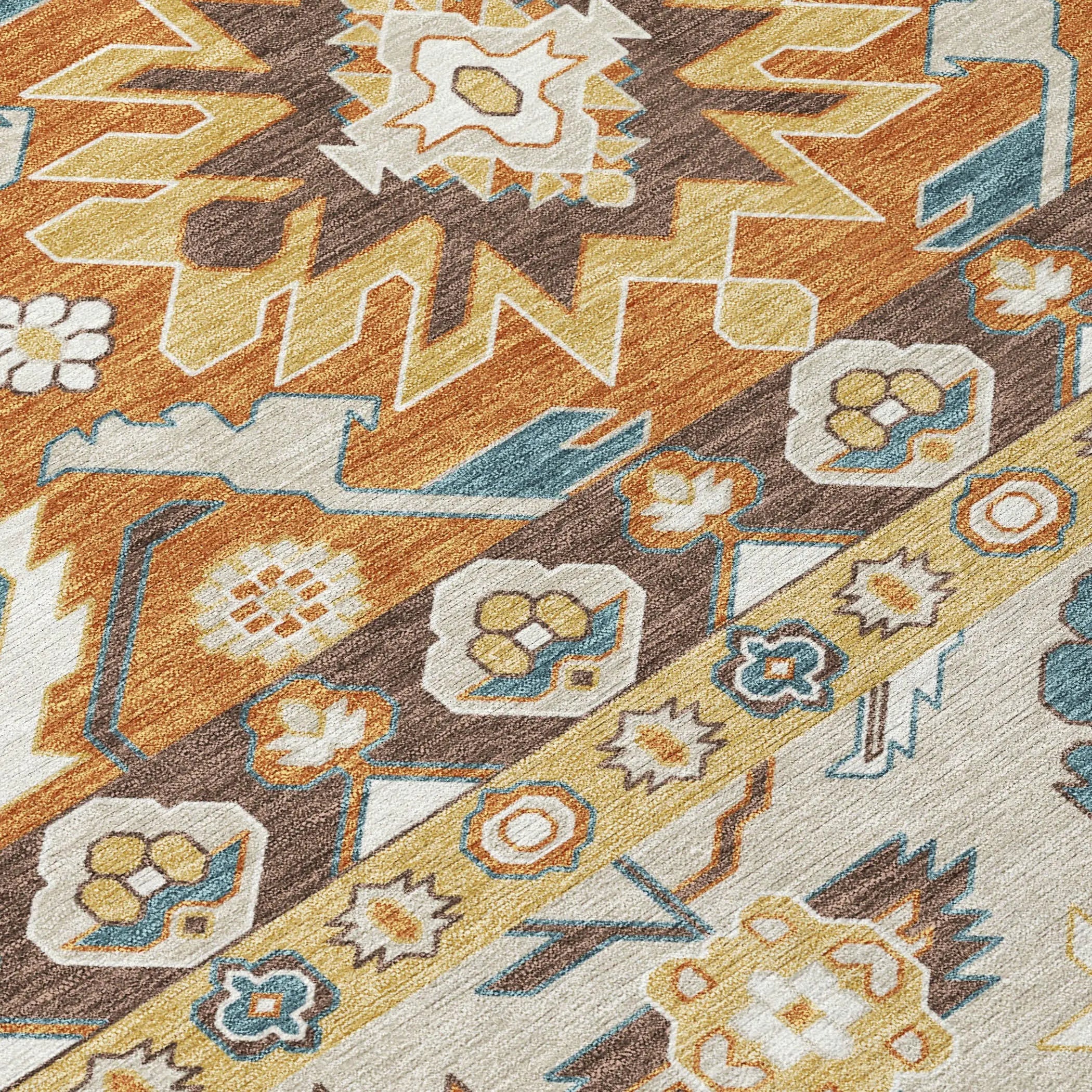 5' X 8' Chocolate And Orange Cactus Washable Indoor Outdoor Area Rug Homeroots Outdoor