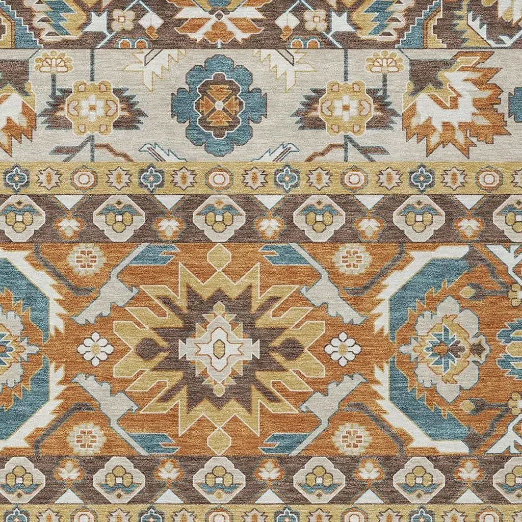 5' X 8' Chocolate And Orange Cactus Washable Indoor Outdoor Area Rug Homeroots Outdoor
