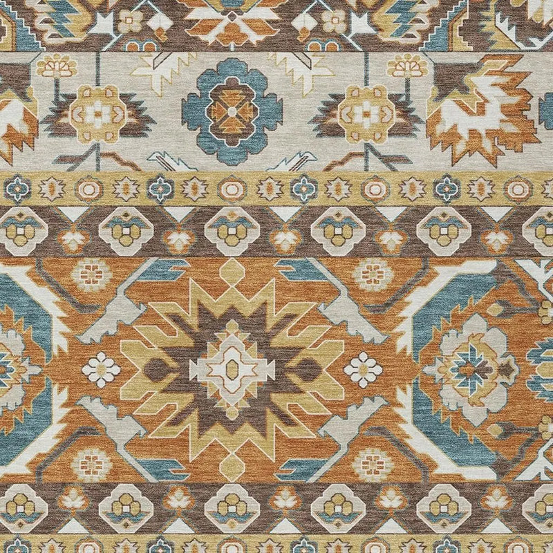 5' X 8' Chocolate And Orange Cactus Washable Indoor Outdoor Area Rug Homeroots Outdoor