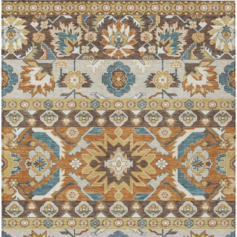 5' X 8' Chocolate And Orange Cactus Washable Indoor Outdoor Area Rug Homeroots Outdoor