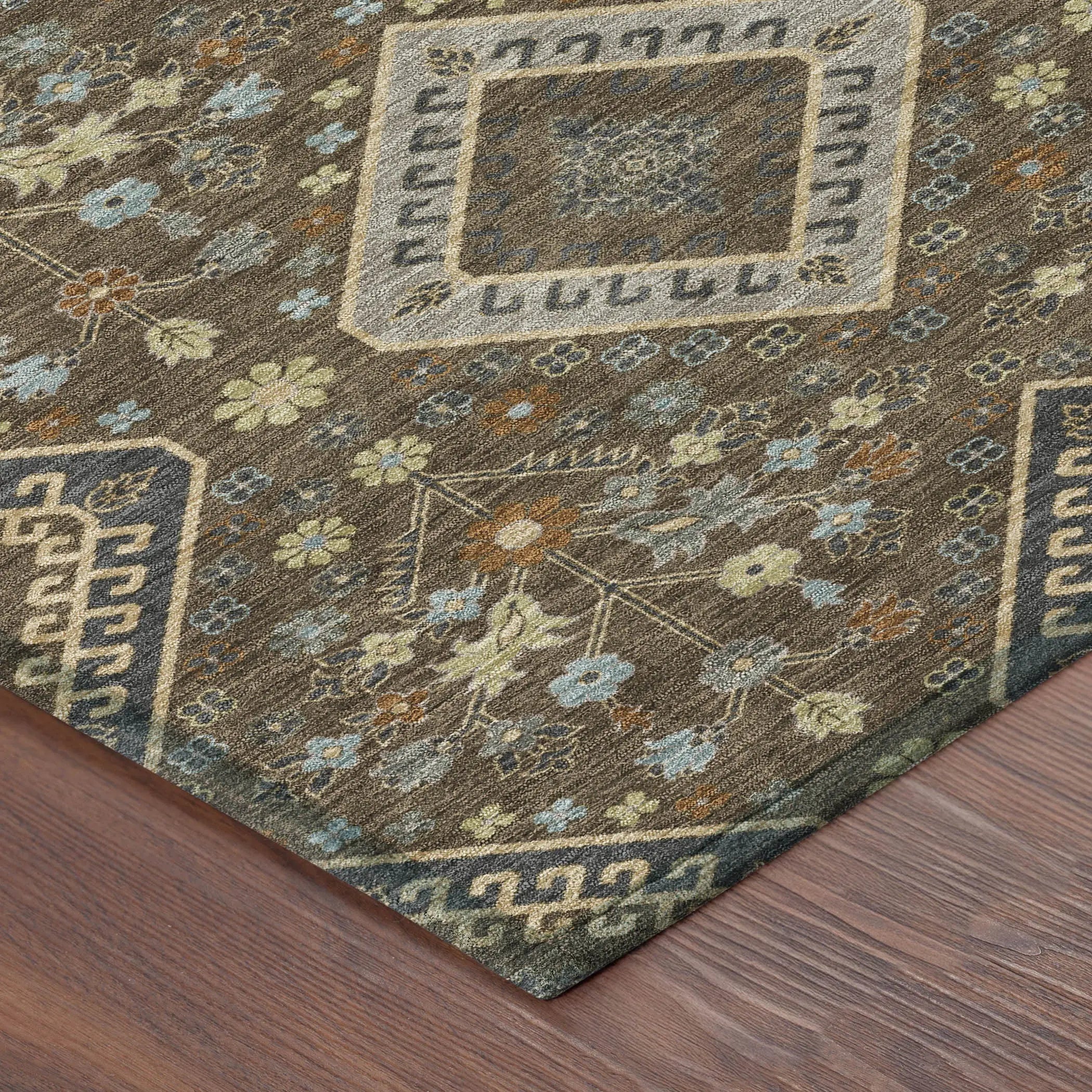5' X 8' Chocolate And Orange Medallion Washable Indoor Outdoor Area Rug Homeroots Outdoor