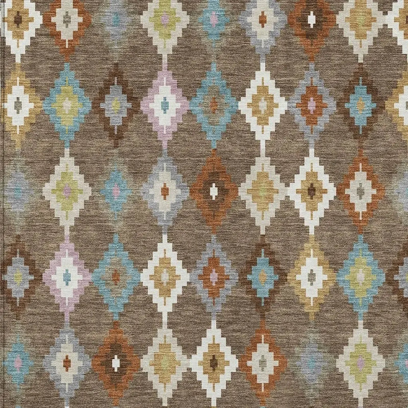 5' X 8' Chocolate And Teal Blue Aztec Washable Indoor Outdoor Area Rug Homeroots Outdoor