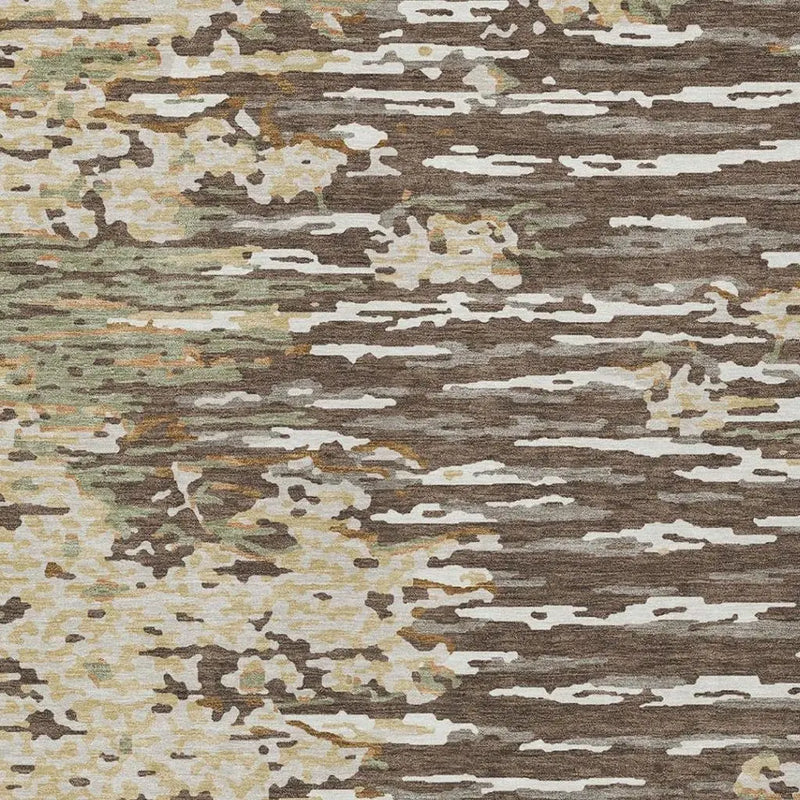 5' X 8' Coffee And Brown Abstract Washable Indoor Outdoor Area Rug Homeroots Outdoor