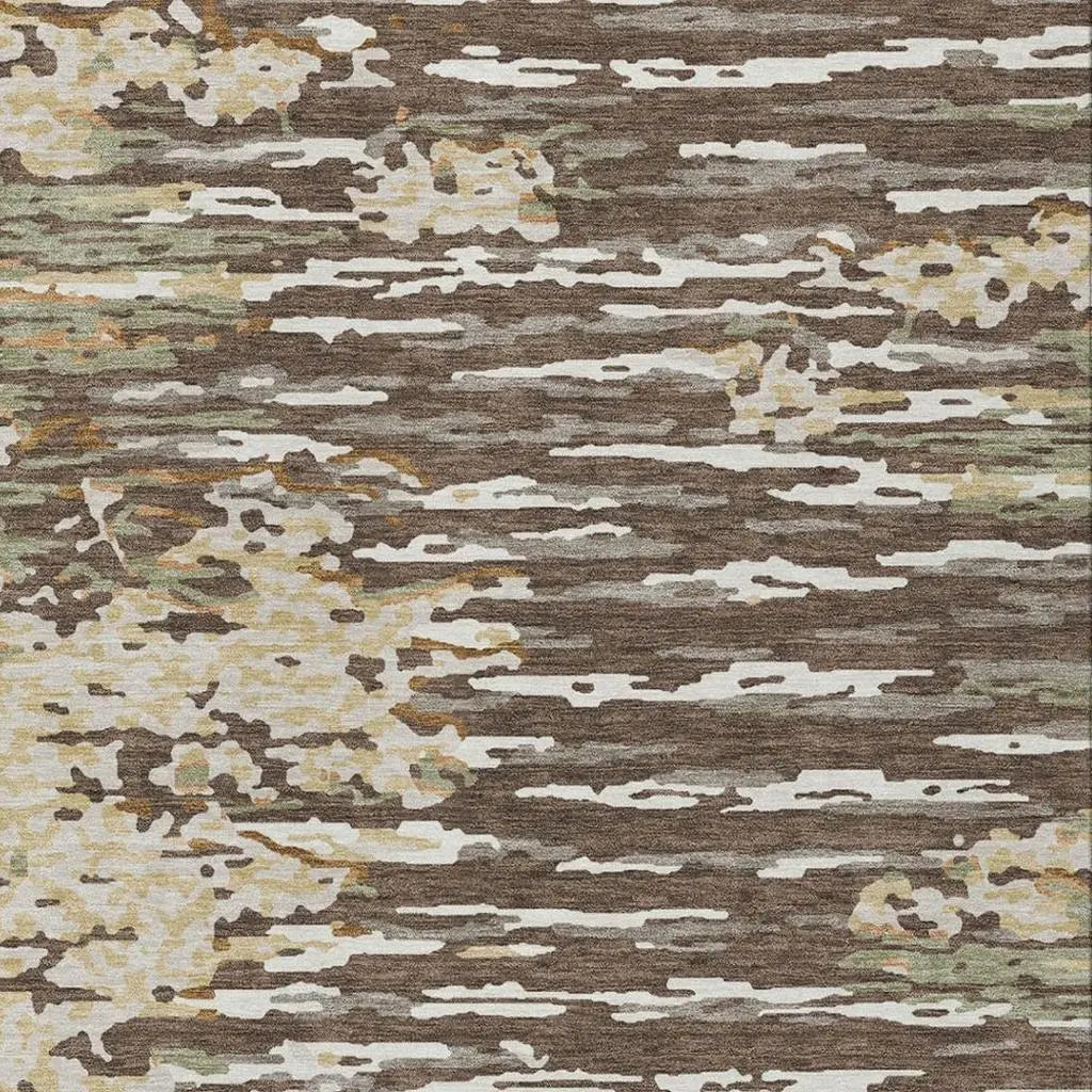 5' X 8' Coffee And Brown Abstract Washable Indoor Outdoor Area Rug Homeroots Outdoor