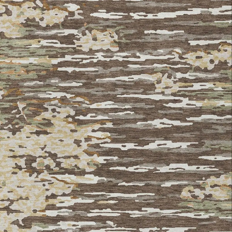 5' X 8' Coffee And Brown Abstract Washable Indoor Outdoor Area Rug Homeroots Outdoor