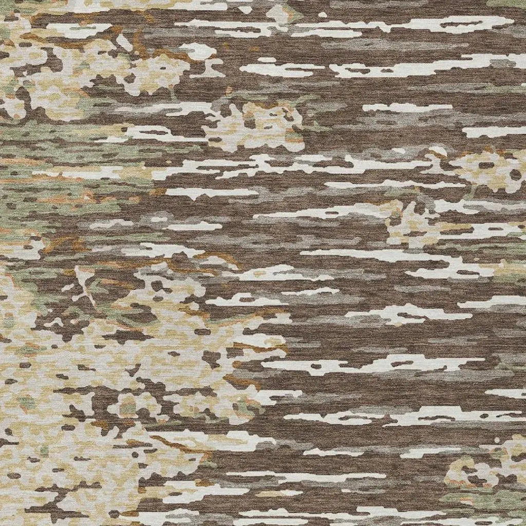 5' X 8' Coffee And Brown Abstract Washable Indoor Outdoor Area Rug Homeroots Outdoor