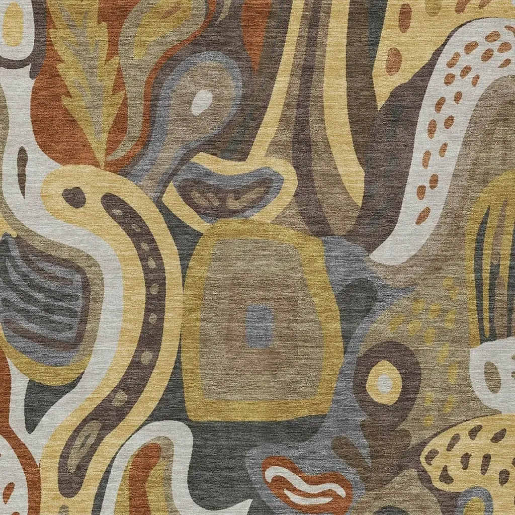 5' X 8' Coffee And Chocolate Abstract Washable Indoor Outdoor Area Rug Homeroots Outdoor