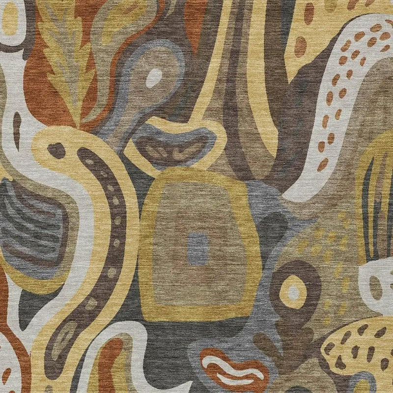 5' X 8' Coffee And Chocolate Abstract Washable Indoor Outdoor Area Rug Homeroots Outdoor