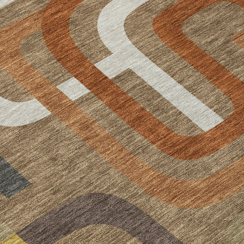 5' X 8' Coffee And Chocolate Geometric Washable Indoor Outdoor Area Rug Homeroots Outdoor