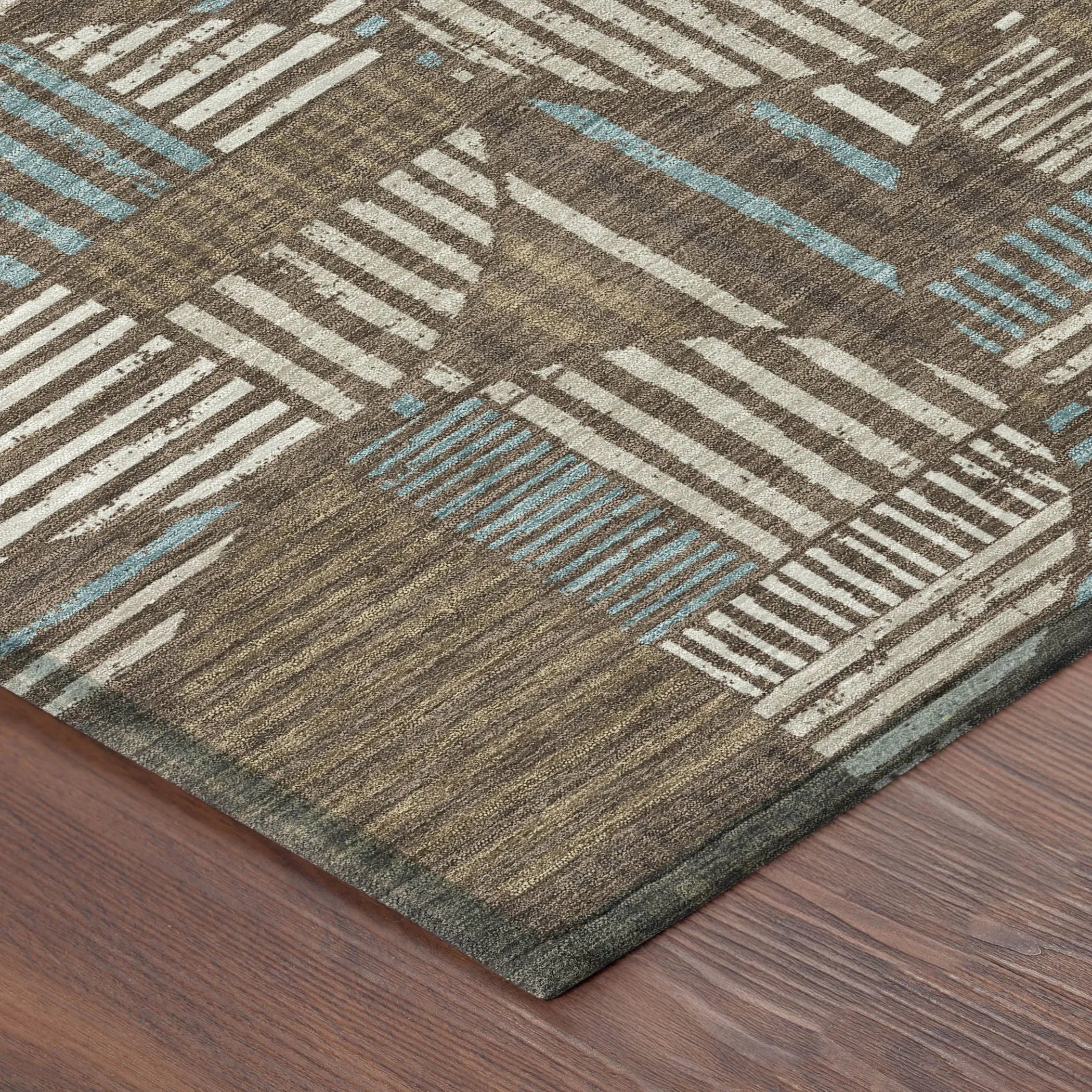 5' X 8' Coffee And Graphite Geometric Washable Indoor Outdoor Area Rug Homeroots Outdoor