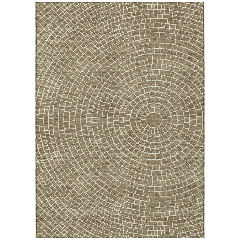 5' X 8' Coffee And Ivory Geometric Washable Indoor Outdoor Area Rug Homeroots Outdoor