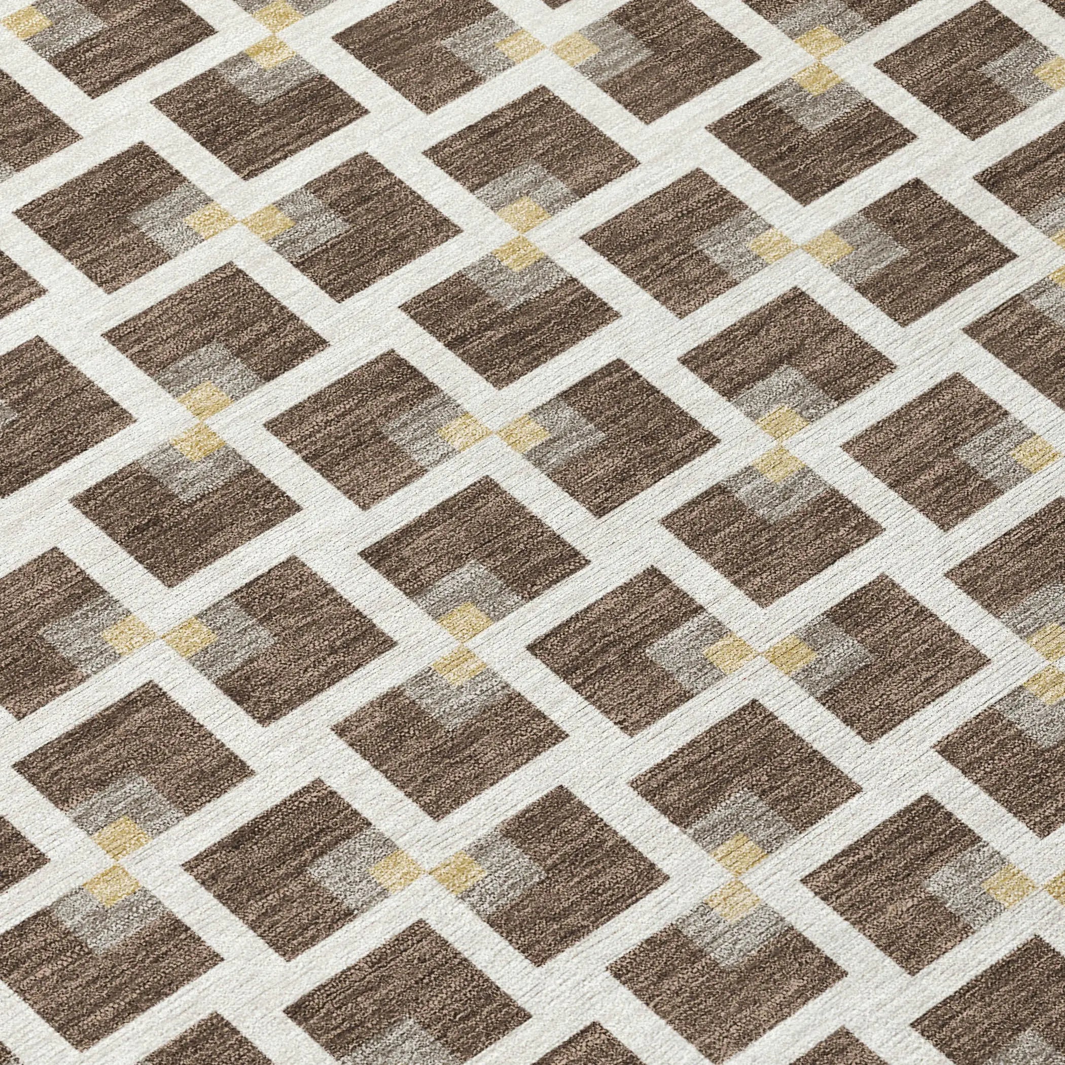 5' X 8' Coffee And Ivory Geometric Washable Indoor Outdoor Area Rug Homeroots Outdoor