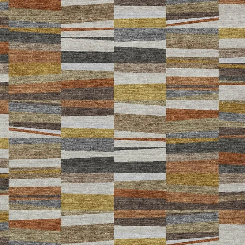 5' X 8' Coffee And Ivory Striped Washable Indoor Outdoor Area Rug Homeroots Outdoor