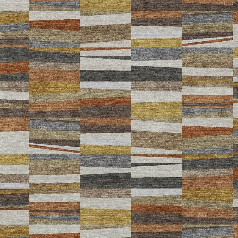 5' X 8' Coffee And Ivory Striped Washable Indoor Outdoor Area Rug Homeroots Outdoor