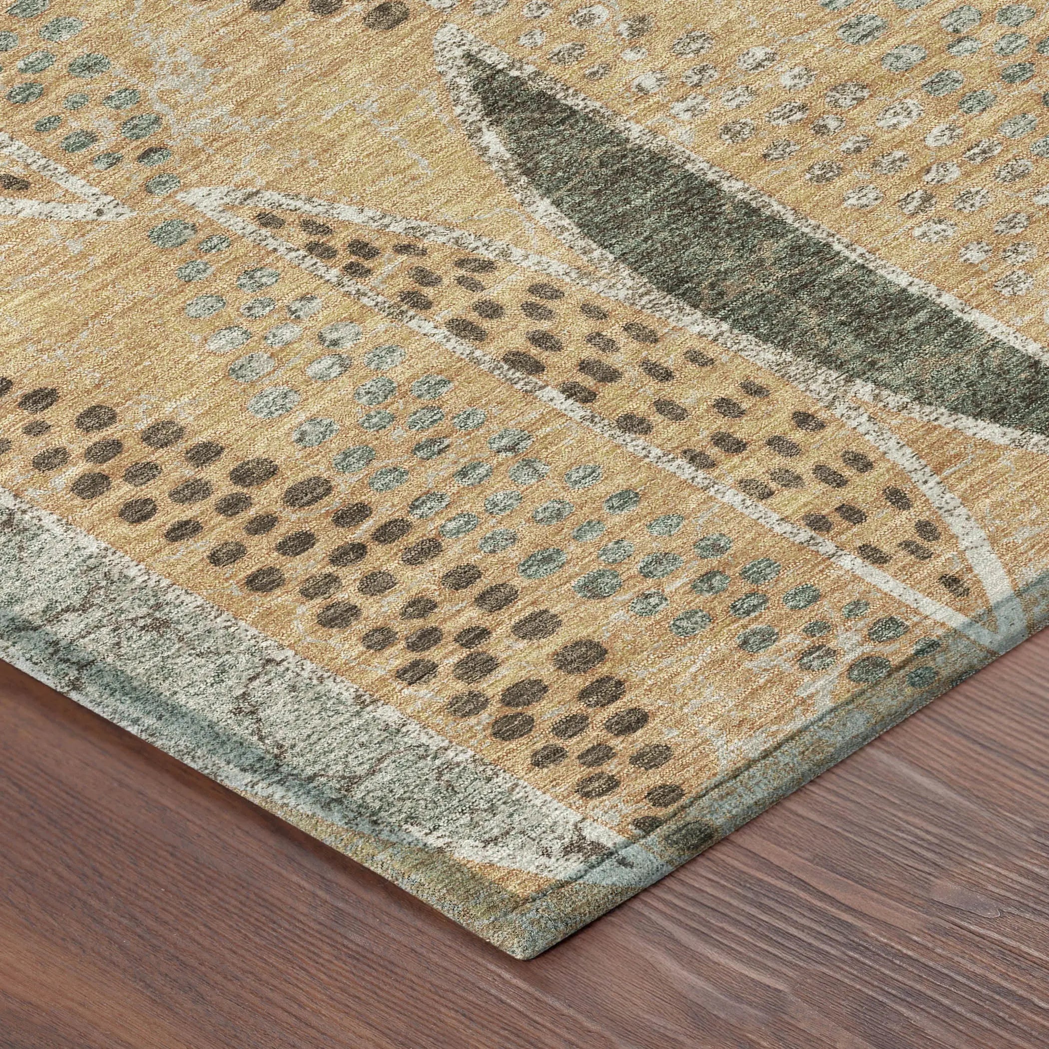 5' X 8' Copper And Beige Geometric Washable Indoor Outdoor Area Rug Homeroots Outdoor