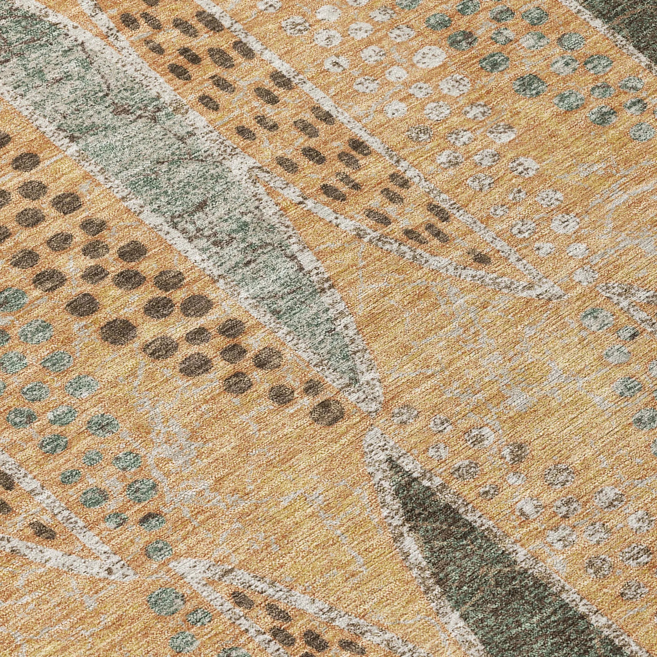 5' X 8' Copper And Beige Geometric Washable Indoor Outdoor Area Rug Homeroots Outdoor