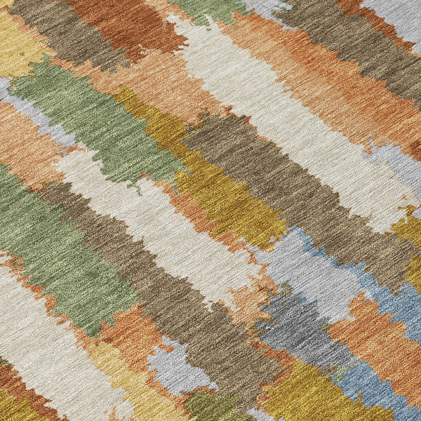 5' X 8' Copper And Chocolate Striped Washable Indoor Outdoor Area Rug Homeroots Outdoor