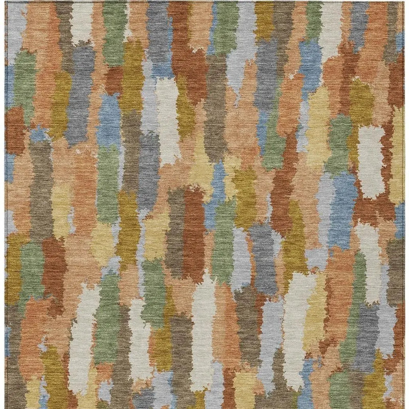 5' X 8' Copper And Chocolate Striped Washable Indoor Outdoor Area Rug Homeroots Outdoor