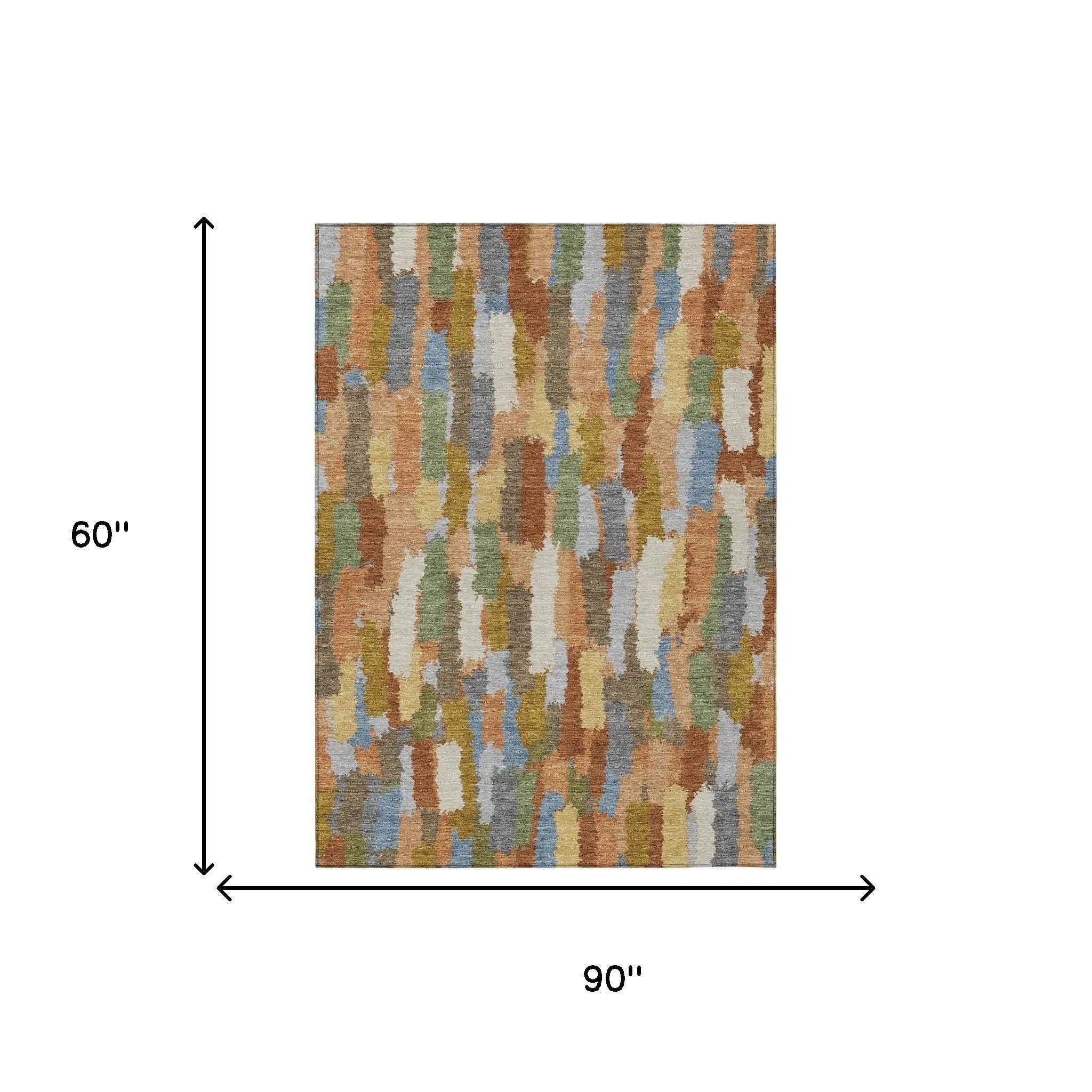 5' X 8' Copper And Chocolate Striped Washable Indoor Outdoor Area Rug Homeroots Outdoor