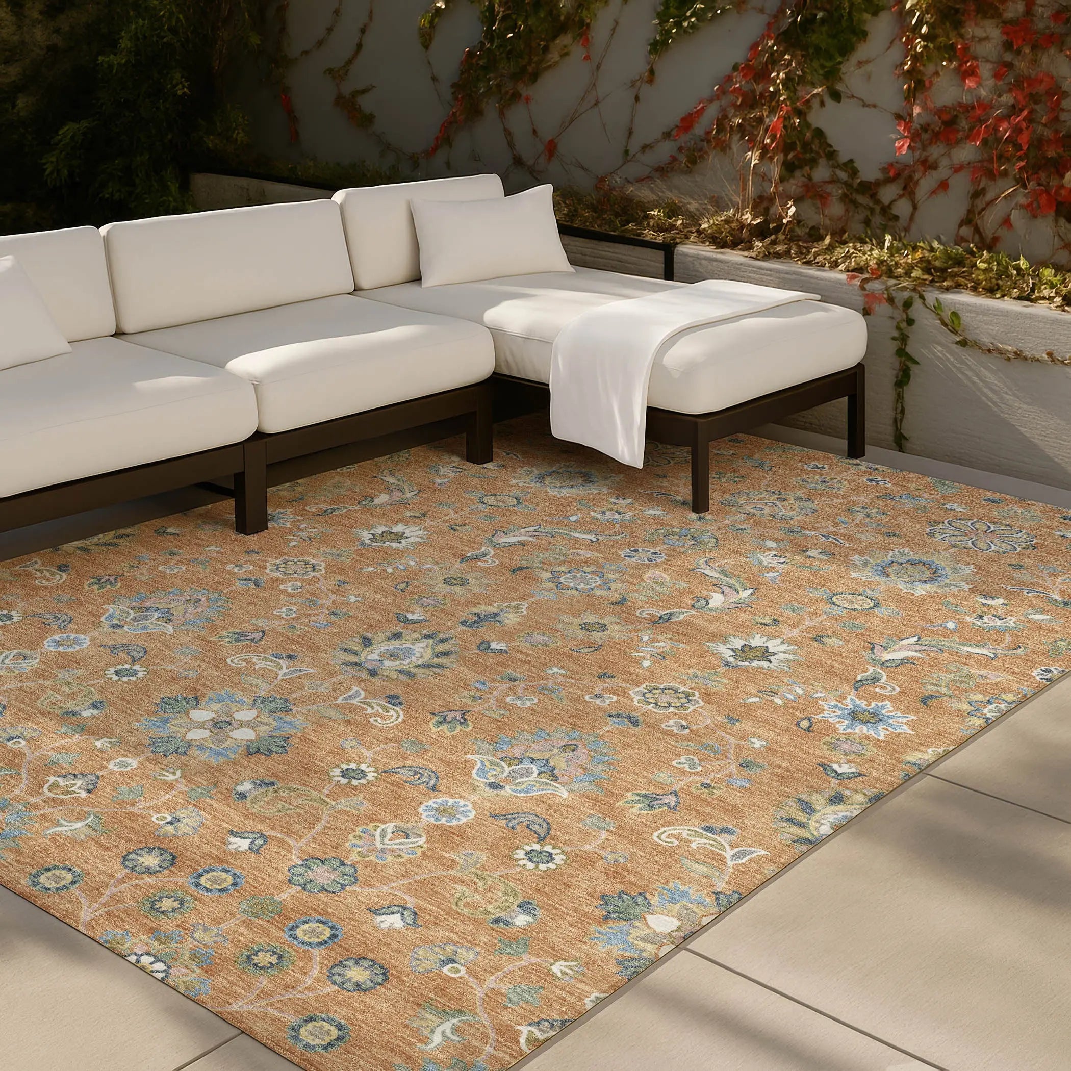 5' X 8' Copper And Green Abstract Washable Indoor Outdoor Area Rug Homeroots Outdoor