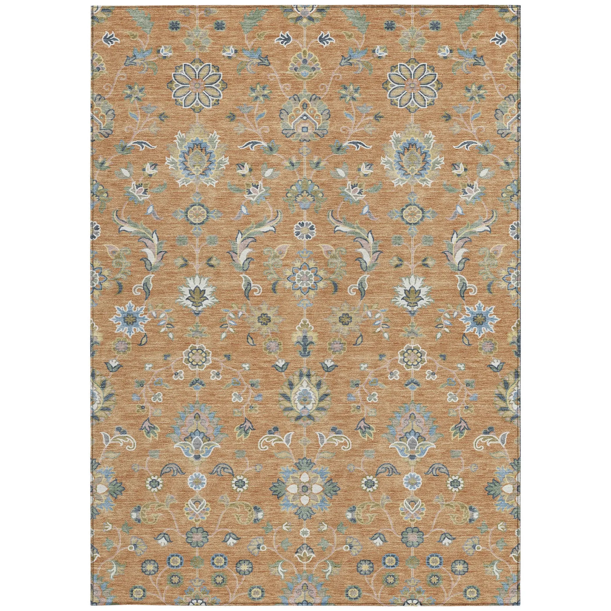 5' X 8' Copper And Green Abstract Washable Indoor Outdoor Area Rug Homeroots Outdoor