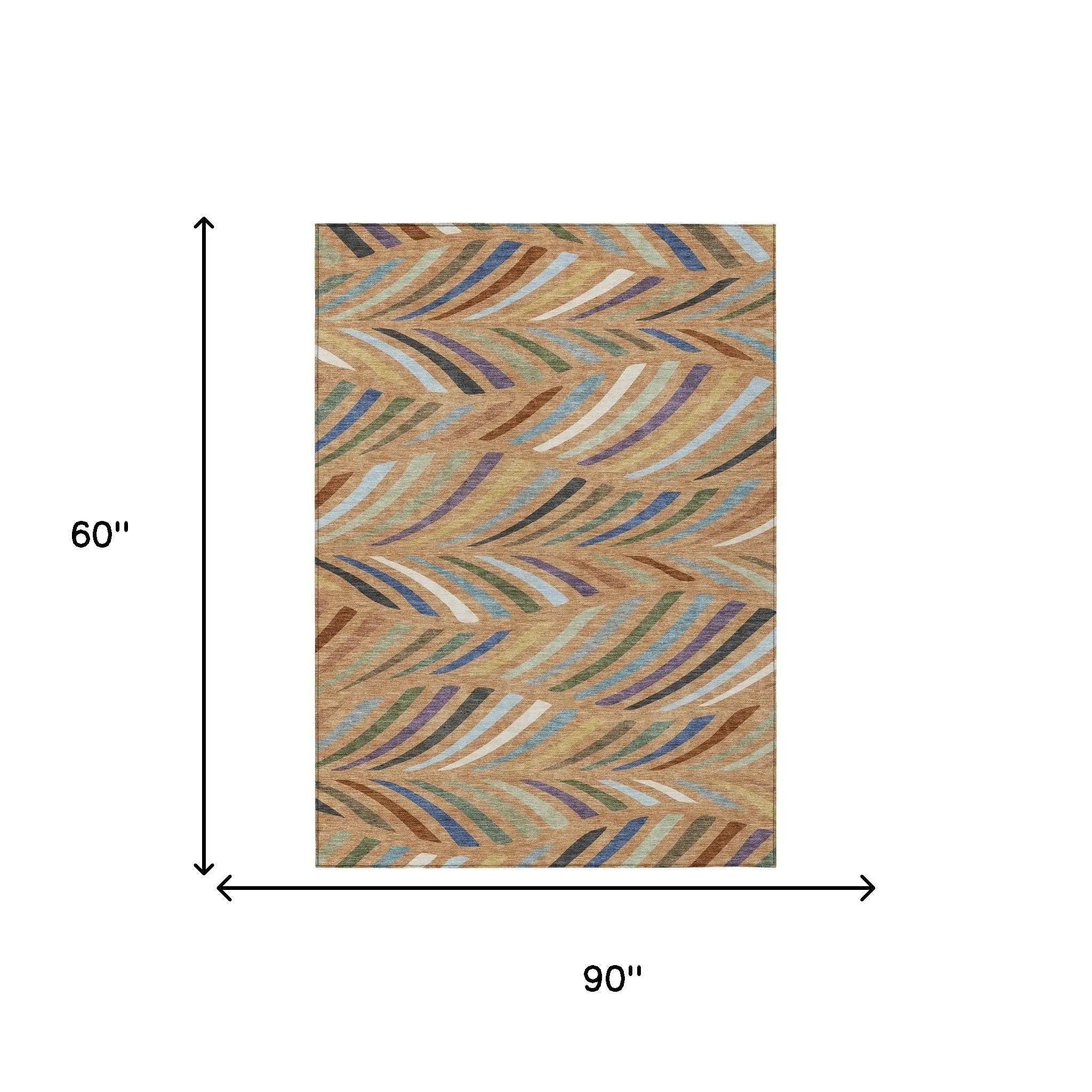 5' X 8' Copper And Green Abstract Washable Indoor Outdoor Area Rug Homeroots Outdoor