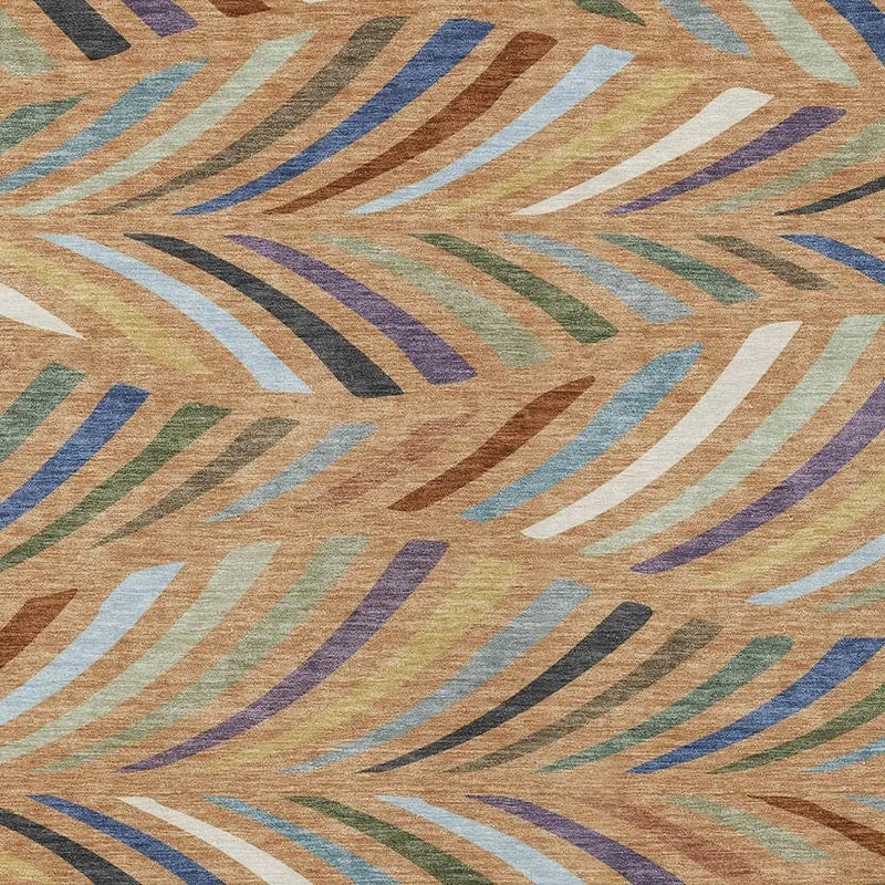 5' X 8' Copper And Green Abstract Washable Indoor Outdoor Area Rug Homeroots Outdoor