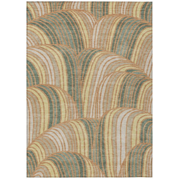 5' X 8' Copper And Green Abstract Washable Indoor Outdoor Area Rug Homeroots Outdoor