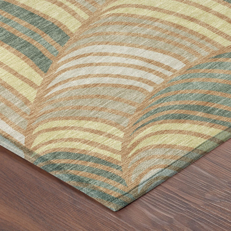 5' X 8' Copper And Green Abstract Washable Indoor Outdoor Area Rug Homeroots Outdoor