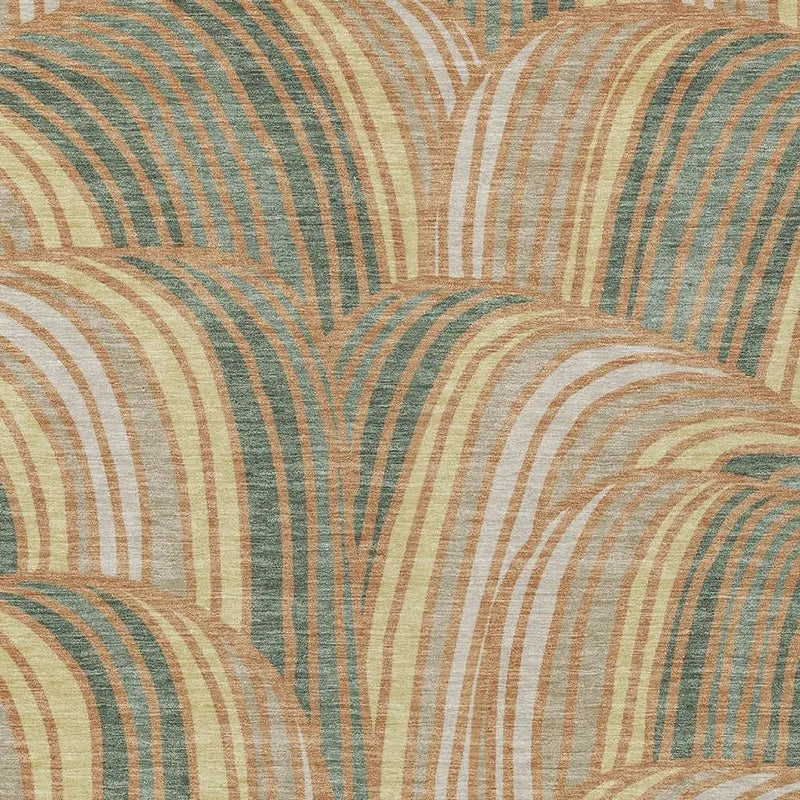 5' X 8' Copper And Green Abstract Washable Indoor Outdoor Area Rug Homeroots Outdoor