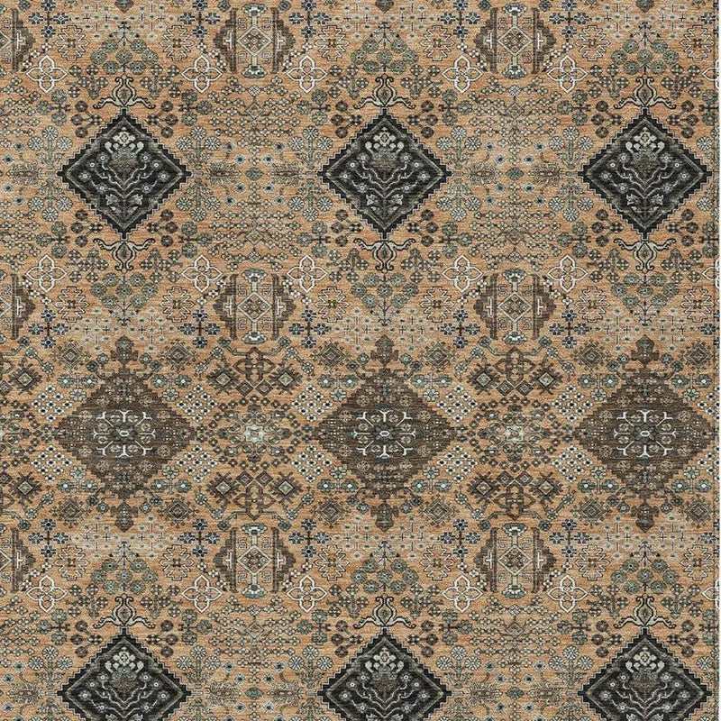 5' X 8' Copper And Green Geometric Washable Indoor Outdoor Area Rug Homeroots Outdoor