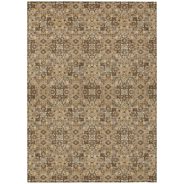 5' X 8' Copper And Green Oriental Washable Indoor Outdoor Area Rug Homeroots Outdoor