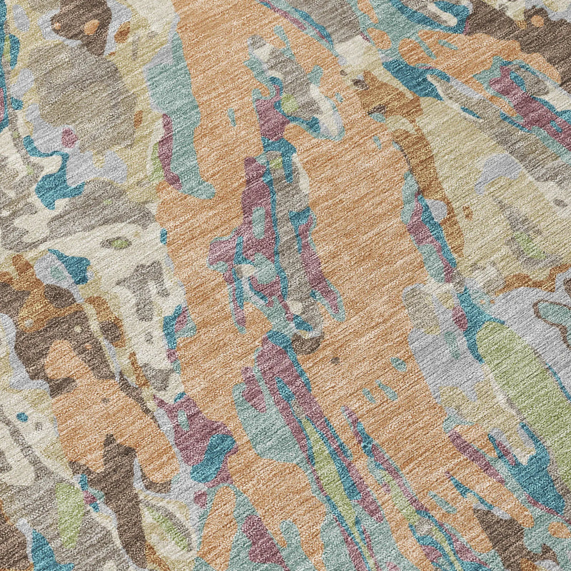 5' X 8' Copper And Ivory Abstract Washable Indoor Outdoor Area Rug Homeroots Outdoor